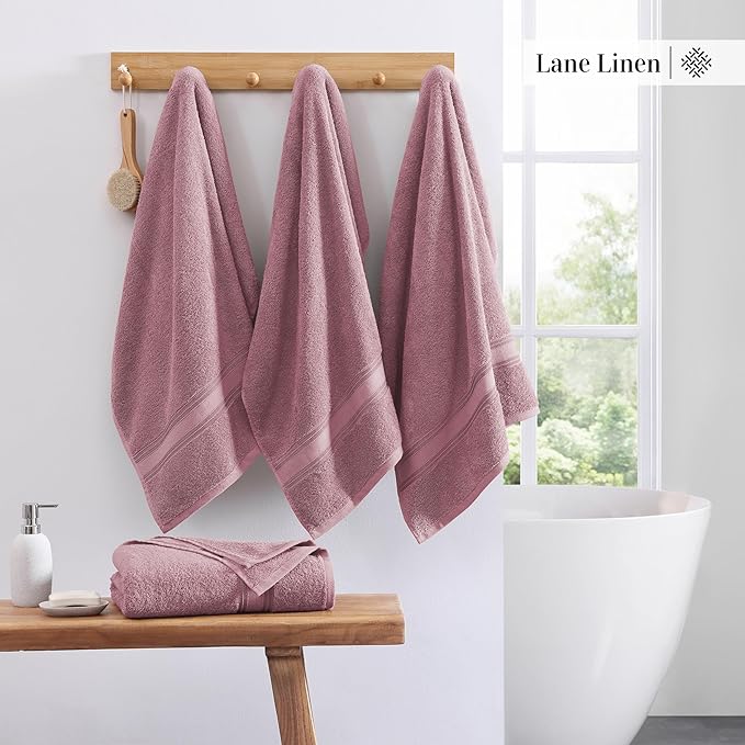 LANE LINEN 100% Cotton Large Bath Towels Set of 4 - Image 3