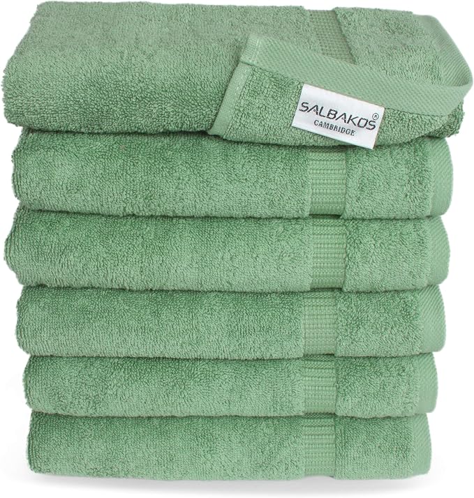 SALBAKOS 100% Turkish Cotton Hand Towel Set of 6 16x30 inch | Heirloom Quality by SALBAKOS