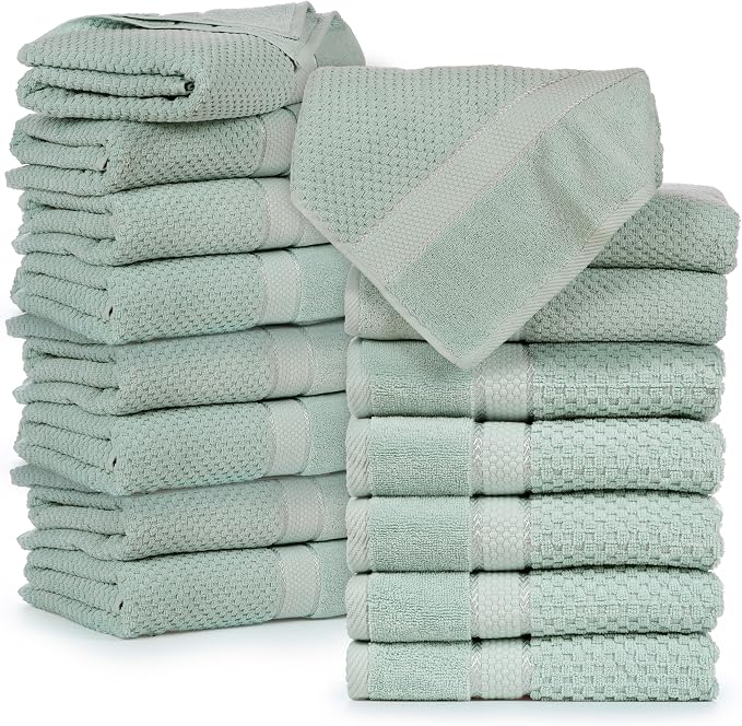Ample Decor Bath Towels for Bathroom Set of 16 100% Cotton Popcorn Textured - Image 7