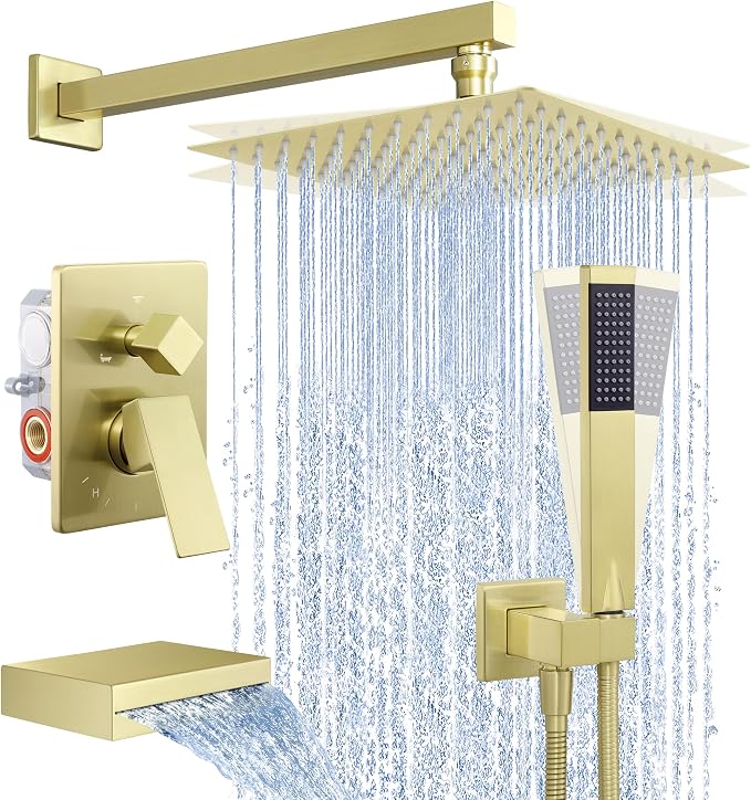 KES Bath Shower Faucet Set Tub and Shower Faucet Set Rain Shower Head by KES