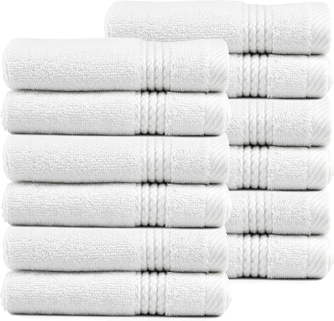 EastNBlue Lara 100% Turkish Cotton Washcloths 12 Pack, Extra Soft & Absorbent by EastNBlue