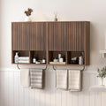 Fluted Wall Cabinet Set of 2, Wooden Bathroom Medicine Cabinet Storage by EYYTHUNG