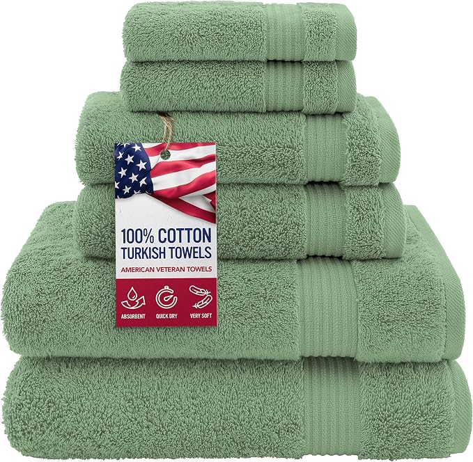 American Veteran Towel, 100% Cotton Turkish 6 Piece Towel Set, Luxury Towels by American+Veteran+Towel