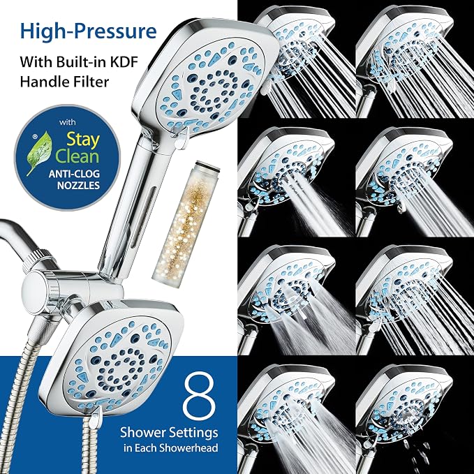 6-way High Pressure 82 Spray Mode Filtered Showerhead Combo - Image 4