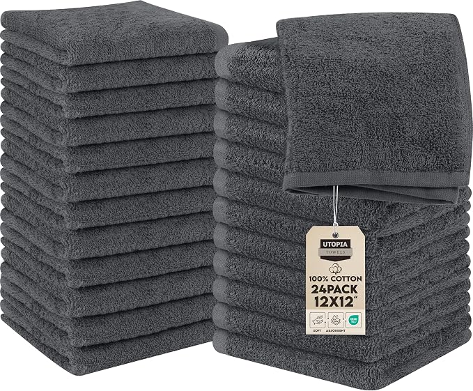 Utopia Towels 24 Pack Cotton Washcloths Set, 100% Ring Spun Cotton, Highly by UTOPIATOWELS