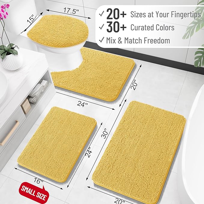 OLANLY Bathroom Rugs 30x20, Extra Soft Absorbent Chenille Bath Rugs, Rubber - Image 2