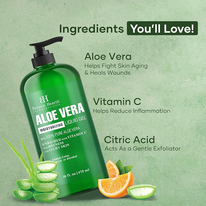 Botanic Hearth Aloe Vera Moisturizing Liquid Gel – 100% Pure Aloe, Enriched - Image 4