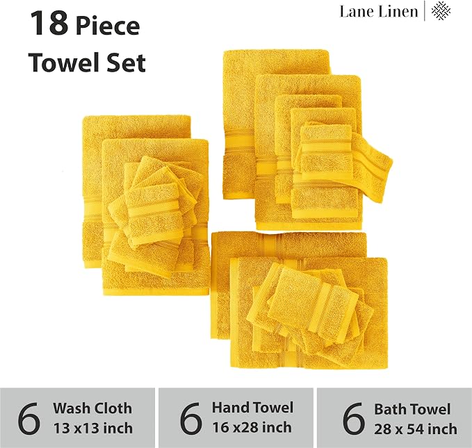 LANE LINEN 18 Pc Luxury Bath Towels Set – Ultra Soft 100% Mercerized Cotton - Image 3