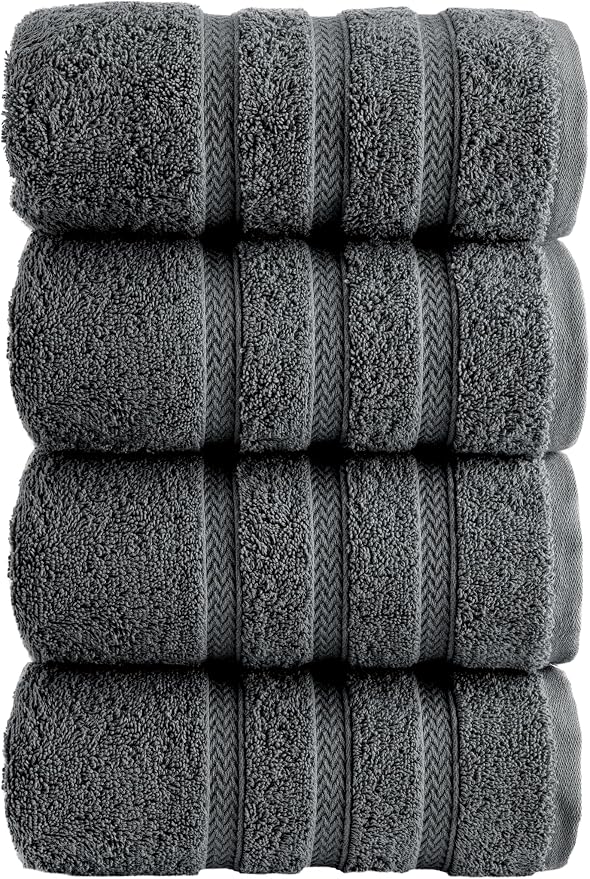 HALLEY Turkish 4 Pack Premium Hand Towels 650 GSM Highly Absorbent Super Soft by HALLEY-TurkishCottonTowels