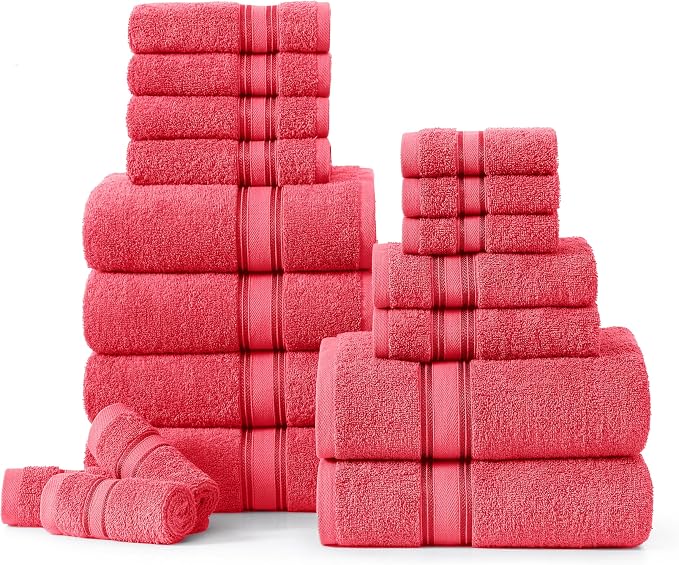 LANE LINEN Towels for Bathroom – 18 Pack, 100% Cotton, Zero Twist, 6 Bath by LaneLinen