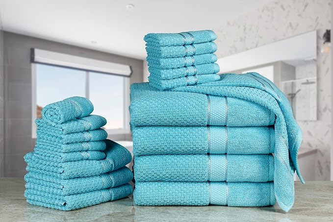 Ample Decor Bathroom Towel Set of 18-4 Bath Towel, 4 Hand Towel, 10 Wash Cloths - Image 2
