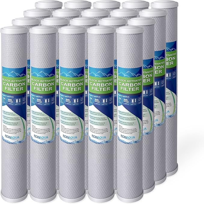 Standard Whole House Coconut Shell Carbon Block 5 Micron Water Filter 20” x by Ronaqua