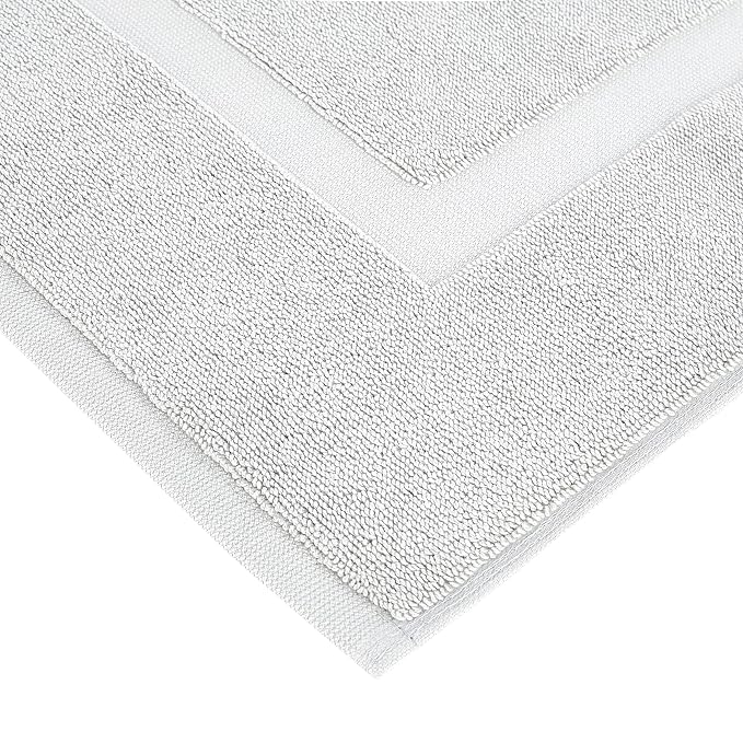 Amazon Basics Banded Bathroom Bath Rug Mat, Soft Silver, 31 inches L x 20 - Image 5