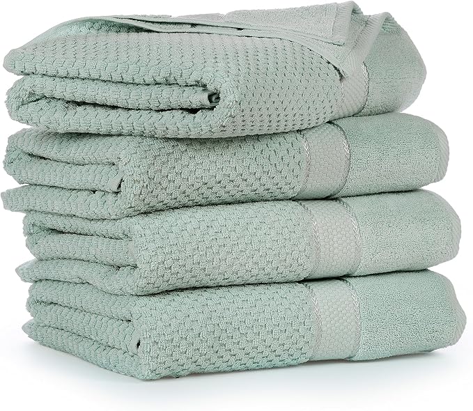 Ample Decor Bath Towels for Bathroom Set of 4 100% Cotton Popcorn Textured - Image 7