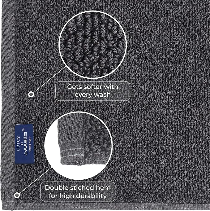6 Piece Towel Set, 680 GSM 100% Cotton, 2 Hand Towels, 2 Wash Cloths-Ultra Soft - Image 3