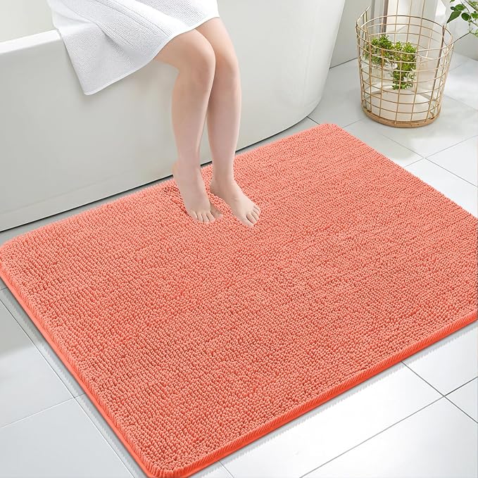 OLANLY Bathroom Rugs 40x32, Extra Soft Absorbent Chenille Bath Rugs, Rubber by OLANLY