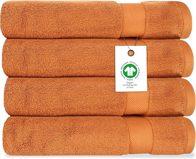 Delara Organic Cotton Luxuriously Plush Bath Towel Pack of 4 | GOTS & OEKO-TEX by Delara