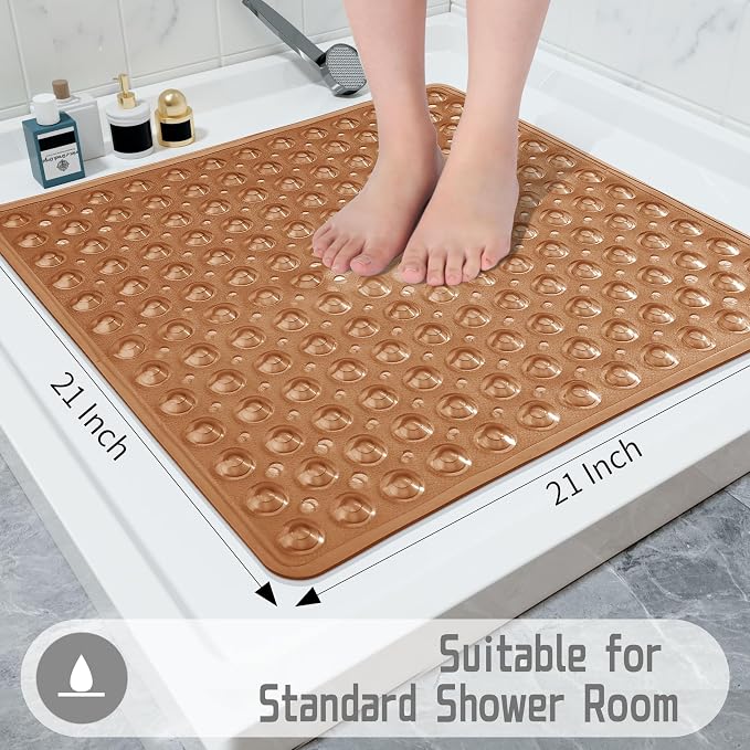 Yimobra Shower Stall Mat Non Slip, 21x21 Inch, Soft Square Bath Mat - Image 5