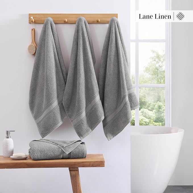 LANE LINEN 100% Cotton Bath Towels Set of 4 - Image 3