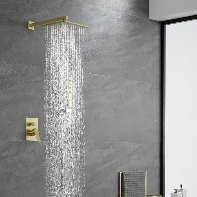SHAMANDA Brass Rainfall Shower System, Luxuly Bathroom Shower Faucet Combo Set - Image 2