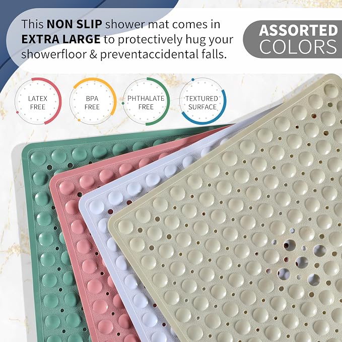 Yimobra Shower Bathtub Mat Non Slip, 21x21 Inch, Soft Square Bath - Image 6