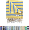 Oversized Turkish Beach Towel, Striped Pale Yellow & Powder Blue by CapeComforts