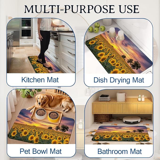 Sunflowers Floral Bath Mat for Bathroom, Washable Cover Floor Rug Carpets Floor - Image 7