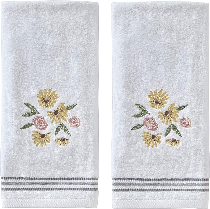 SKL Home by Saturday Knight Ltd. Tossed Flowers Hand Towel by SKLHomebySaturdayKnightLtd