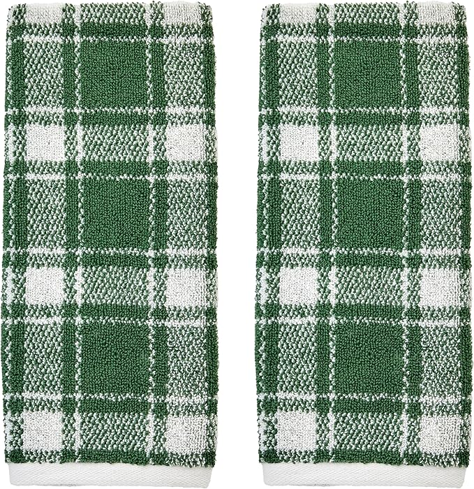 SKL Home Buffalo Plaid 100% Cotton Jacquard 2pc Hand Towel Set, Reversible by SKLHomebySaturdayKnightLtd