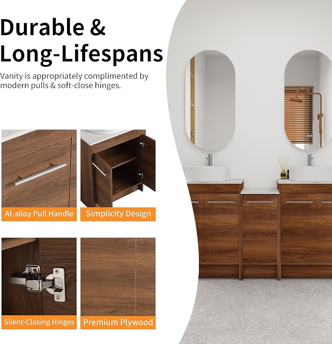60 Inch Bathroom Vanity with Sink, Mordern Bathroom Vanity, Single Sink - Image 4