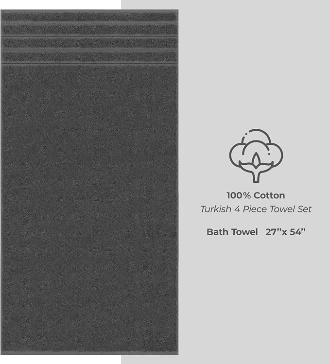American Soft Linen Luxury 4 Piece Bath Towel Set, 600 GSM 100% Cotton Turkish - Image 5