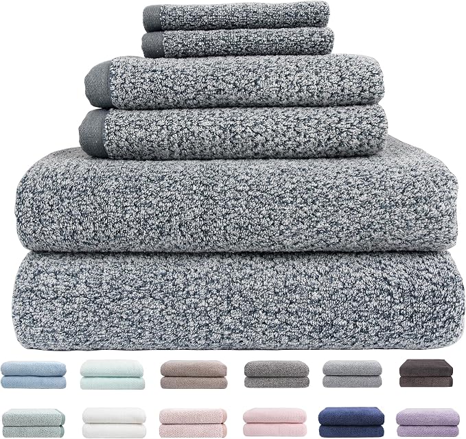 Everplush Diamond Jacquard 6 Pieces Bath Towel Set, Luxury Super Soft Oversized by Everplush