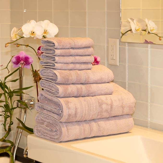 Mosobam Luxury Turkish 12pc Towel Set 30X58 16X30 13X13 Lavender Aura 700 GSM - Image 2