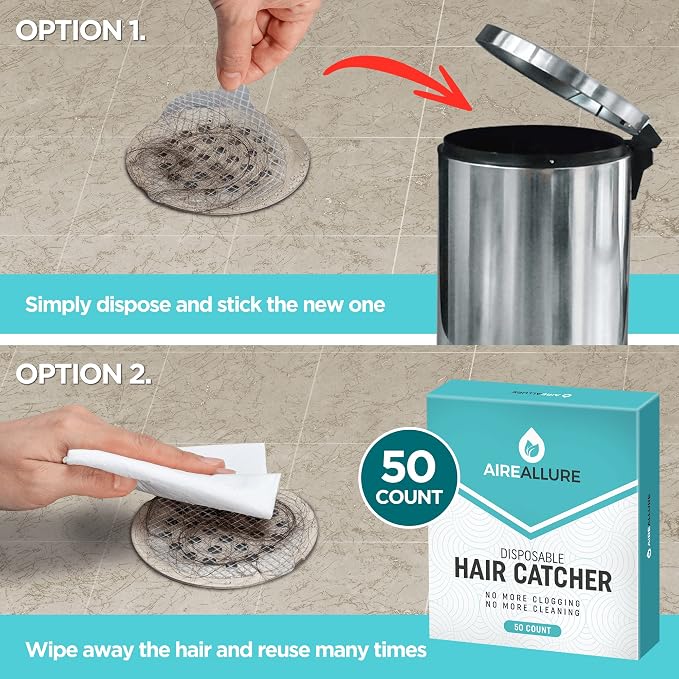 50 Pack, Disposable Shower Drain Hair Catcher Mesh Stickers… - Image 6