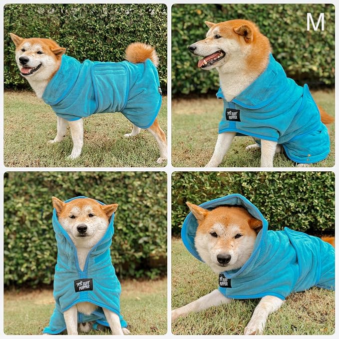 Tuff Pupper Bathrobe, 800 GSM Plush, Super Absorbent, Adjustable Hood & Belly - Image 3