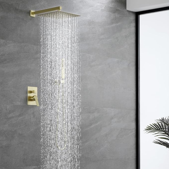 SHAMANDA Brass Rainfall Shower System, Luxuly Bathroom Shower Faucet Combo Set - Image 2