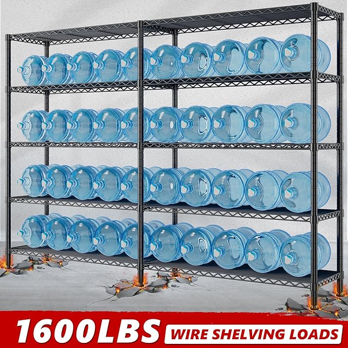 REIBII 70" W Storage Shelves Load 1600LBS, Metal Shelving 5-Tier Wire Shelving - Image 6