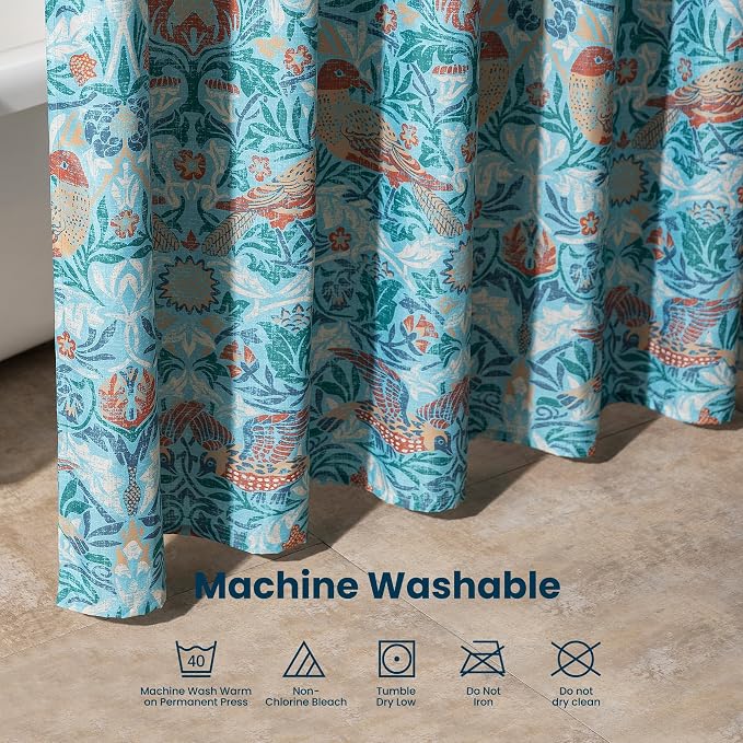 SLEEP ZONE Blue Garden Shower Curtain Waterproof Curtains - Image 6