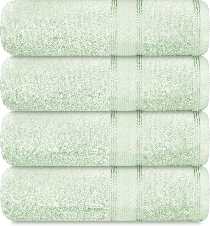 Casa Lino Light Sage Green Bath Towels Set of 4 by CASALINO