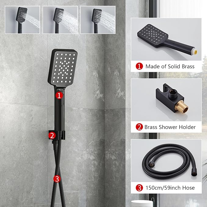 Shower Head Matte Black, Shower Faucet Set Bathroom Shower System - Image 5