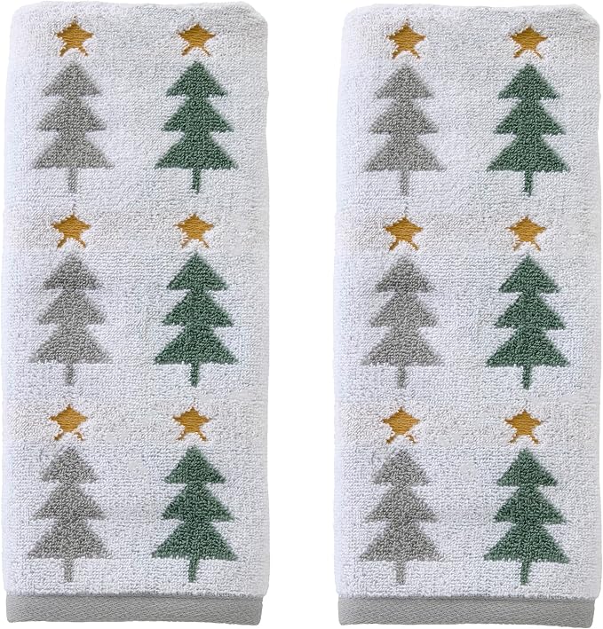 SKL Home Christmas/Winter Multi Trees 100% Cotton Premium 2-Piece Hand Towel Set by SKLHomebySaturdayKnightLtd
