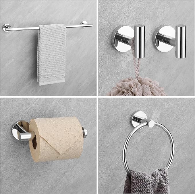 Chrome Bathroom Hardware Set, 10 Pieces Towel Bar Towel Holder Set Includes - Image 6