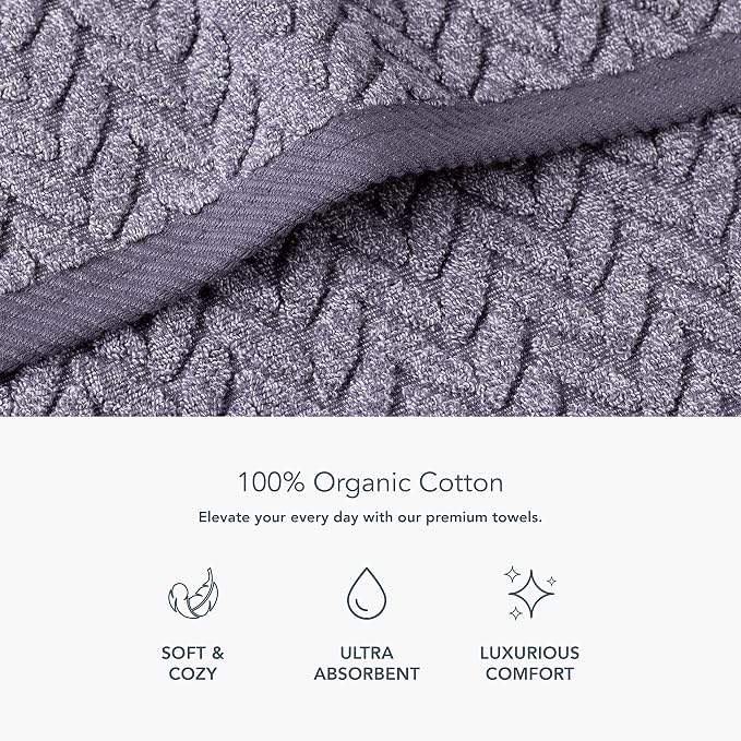 Texere 100% Organic Cotton Jacquard 650 GSM Premium Bath Towel Sets - Image 2