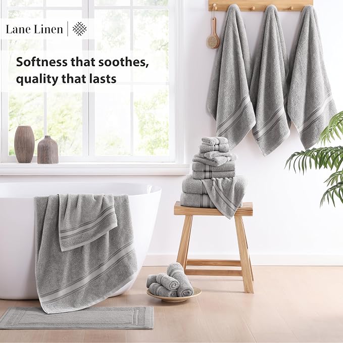 LANE LINEN 18 Pack Towels for Bathroom – 100% Mercerized Cotton, Zero Twist - Image 4