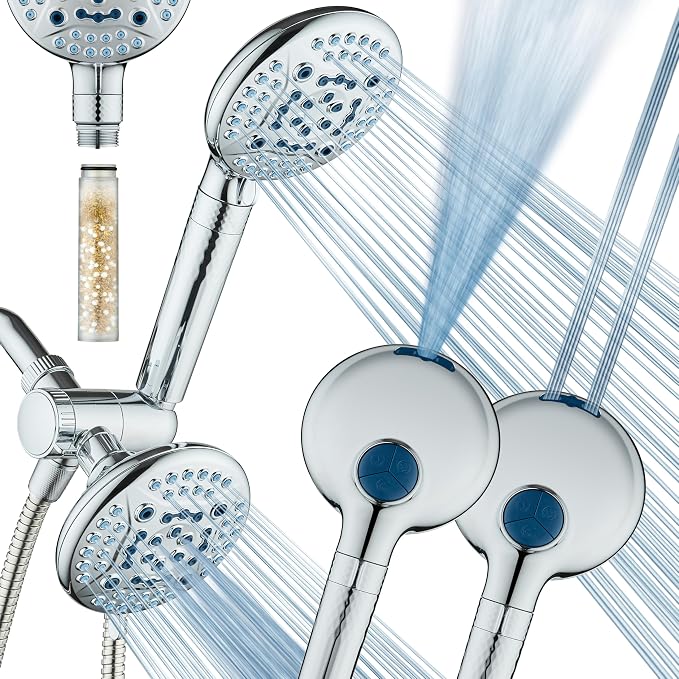 AquaCare High Pressure 6-way Dual Shower Head Combo by HotelSpa