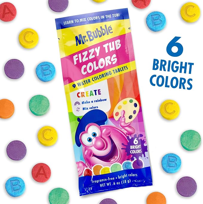 Mr. Bubble Fizzy Tub Colors Bath Water Coloring Tabelets, 6 Bright Colors - Image 2