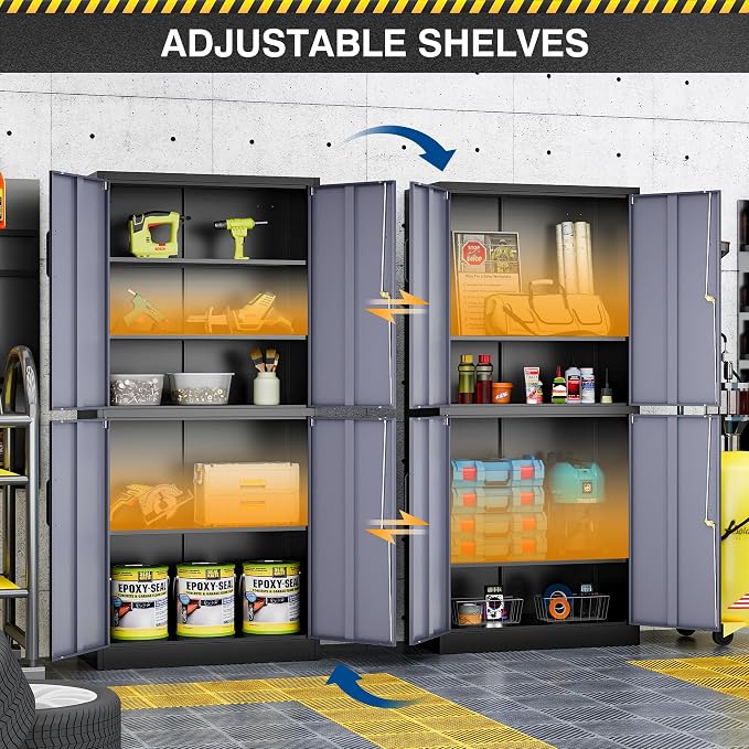 71” Metal Storage Cabinet-Lockable File Garage Tool Cabinets - Image 9