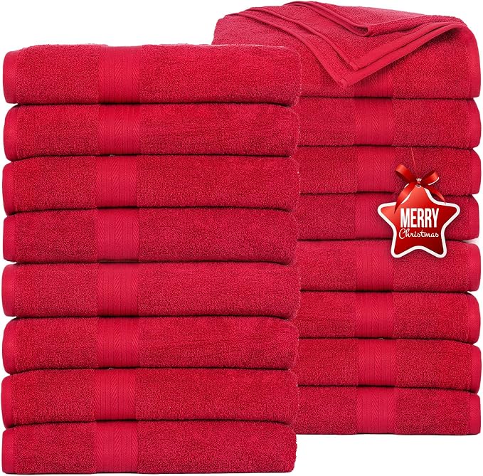 Ample Decor Bath Towels Pack of 16 600 GSM 100% Cotton, Absorbent Soft Premium by AmpleDecor