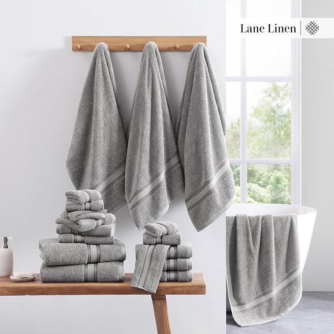 LANE LINEN Bath Towel Set of 12 – Premium 100% Cotton Mercerized, 4 Bath - Image 5