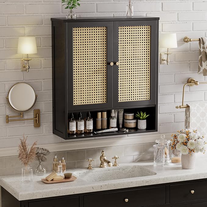 Bathroom Wall Cabinet, Bamboo Over-The-Toilet Storage Organizer - Image 2